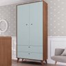 Guarda-Roupa Clássico com 2 Portas 100% MDF Carvalho Avelã / Azul Premium - 7
