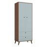 Guarda-Roupa Clássico com 2 Portas 100% MDF Carvalho Avelã / Azul Premium - 2