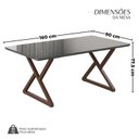 Ver imagem 3 de Mesa para Sala de Jantar Retangular 160x90cm MDF com Vidro Império Cinza/Marrom/Grafite