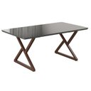 Ver imagem 1 de Mesa para Sala de Jantar Retangular 160x90cm MDF com Vidro Império Cinza/Marrom/Grafite