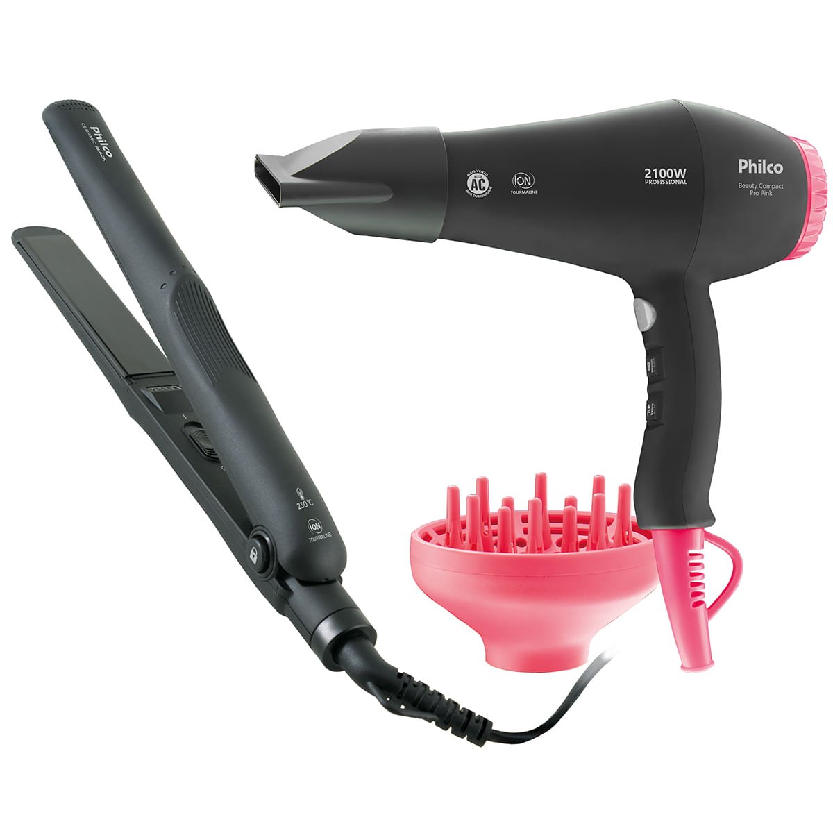 Kit Secador Philco PSC09R e Prancha PPR08 Ceramic Black 127V ...