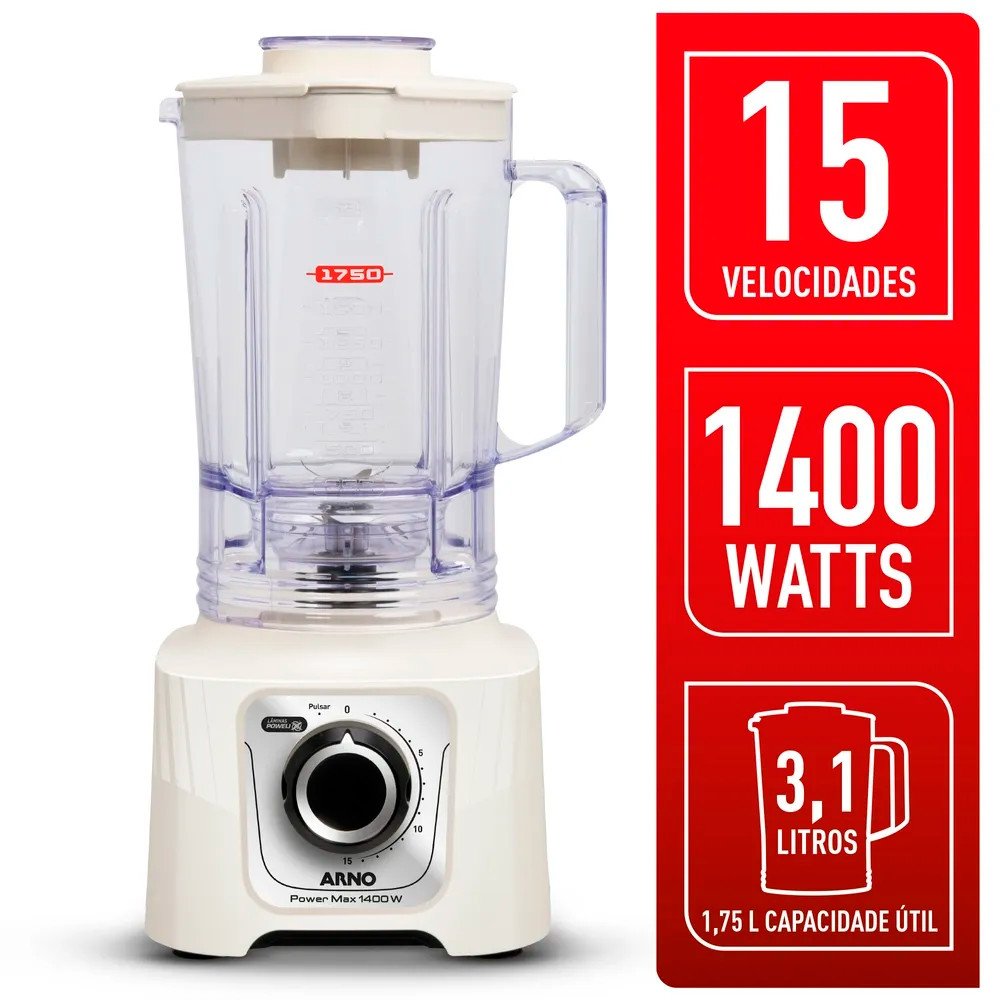 Liquidificador Arno Power Max Comfort Ln64 15 Velocidades 1400w - 3