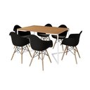 Ver imagem 6 de Mesa Jantar Industrial Retangular Canela 137X90Cm Base V Ferro Branco C/6 Poltronas Preta Ma Canela