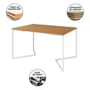 Ver imagem 5 de Mesa Jantar Industrial Retangular Canela 137X90Cm Base V Ferro Branco C/6 Poltronas Preta Ma Canela