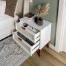 Mesa de Cabeceira para Quarto Criado Retro Classico Santorini 60cm Branco com Pés de Madeira Maciça - 5