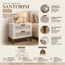 Ver imagem 2 de Mesa de Cabeceira para Quarto Criado Retro Classico Santorini 60cm Branco com Pés de Madeira Maciça