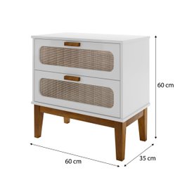 Mesa de Cabeceira para Quarto Criado Retro Classico Santorini 60cm Branco com Pés de Madeira Maciça - 4