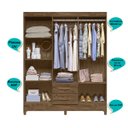 Ver imagem 4 de Guarda Roupa de Casal 5 Portas com Espelho 2 Gavetas Assis - Moval