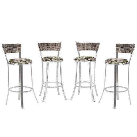 Banqueta Alta Bistrô em Alumínio, Fibra e Tecido Impermeável Tc Zanutto 4 Unidades Capuccino