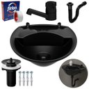 Ver imagem 1 de Pia Lavatório Banheiro 4L + Torneira Preta + Sifão Universal Sanfonado + Fita Veda Rosca