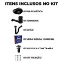 Ver imagem 4 de Pia Lavatório Banheiro 4L + Torneira Preta + Sifão Universal Sanfonado + Fita Veda Rosca