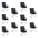 Ver imagem 2 de Kit com 10 Cadeiras Office Base Fixa em Aço Cromado e Couro Ecologico Austin Preto