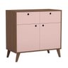 Cômoda Clássica com 2 Gavetas 100% Mdf Carvalho Avelã / Rosa Premium - 1