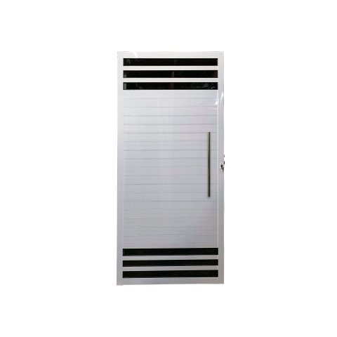 Porta Lambril 6 Vidros Alumínio Branco com Puxador 210x100 Lado Direito
