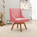 Ver imagem 2 de Poltrona Decorativa Base Giratória de Madeira Firenze Suede Rosê/Natural - Gran Belo