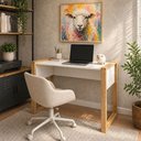 Ver imagem 1 de Mesa de Escritório Jade Freijo Moderna MDF 107,5cm Branco Loja Sheep