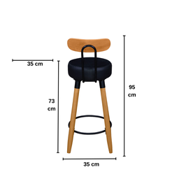 Kit 2 Banquetas Alta com Encosto Ergonômica para Cozinha Pés Madereira - 3