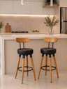 Ver imagem 1 de Kit 2 Banquetas Alta com Encosto Ergonômica para Cozinha Pés Madereira