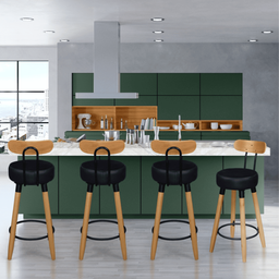 Kit 2 Banquetas Alta com Encosto Ergonômica para Cozinha Pés Madereira - 5