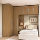 Ver imagem 1 de Quarto Modulado 100% MDF 5 Peças Mesa de Cabeceira Esquerda 7 Portas e 2 Gavetas Integrato Freijó