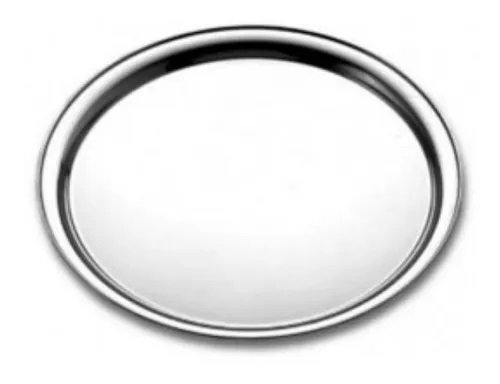 Bandeja Redonda Inox 40cm para Servir Restaurante Bar Garçom Profissional Buffet Lanchonete