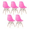 Kit 5 Cadeiras Charles Eames Eiffel Dsw - Base de Madeira Clara - Rosa Pink - 1