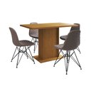 Ver imagem 2 de Mesa Jantar Londres Tampo Canela 120cm 4 Cadeiras Ferro Preto Estofado Nude Médio