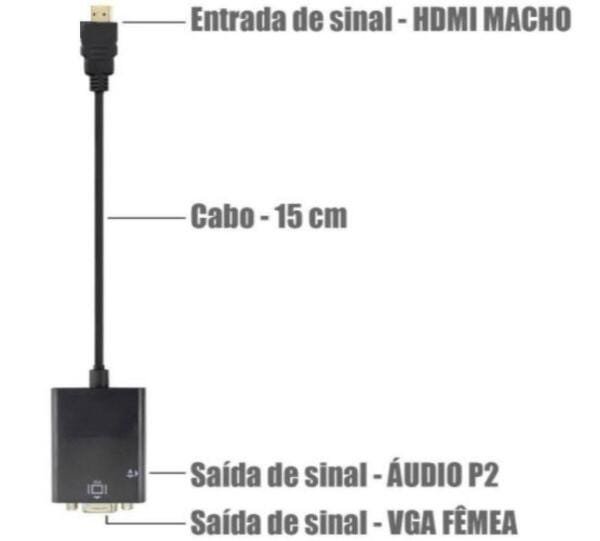 Cabo Adaptador Hdmi Para Vga Para Pc Tv Notebook Monitor - 3