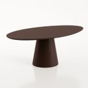 Ver imagem 2 de Mesa de Jantar Cone Oval 120x80 Cm Laca Marrom Cacau com Vidro