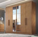 Ver imagem 1 de Guarda Roupa Solteiro com Espelho 100% MDF 6 Portas 8 Gavetas 243cm Rizon Cumaru - Novo Horizonte