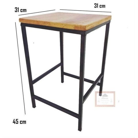 banco quadrado banqueta puff seat garden ferro e madeira de demolição sala de estar cozinha bar