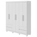 Ver imagem 1 de Guarda-roupas 6 Portas 4 Gavetas com Pés sem Espelho Zeus - Lopas Branco