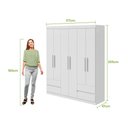 Ver imagem 7 de Guarda-roupas 6 Portas 4 Gavetas com Pés sem Espelho Zeus - Lopas Branco