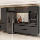 Ver imagem 1 de Armário de Cozinha Modulada Completa com Pia Suspensa 313cm Milano Multimóveis MCR2404 Grafite/