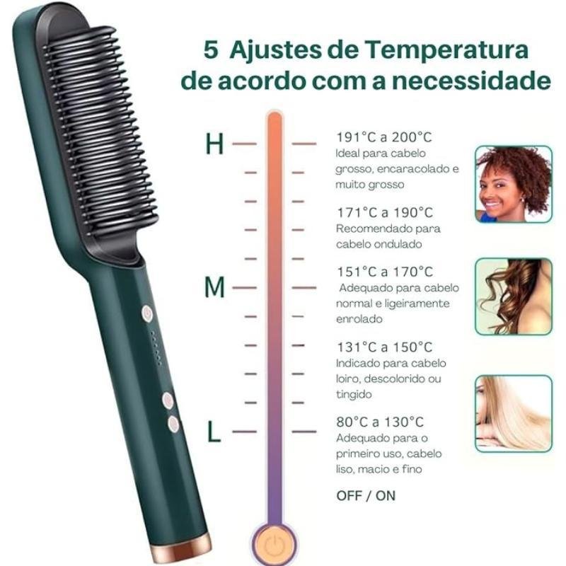 Escova Pente Secadora Profissional 3 em 1 Seca Modela Cabelo - 8