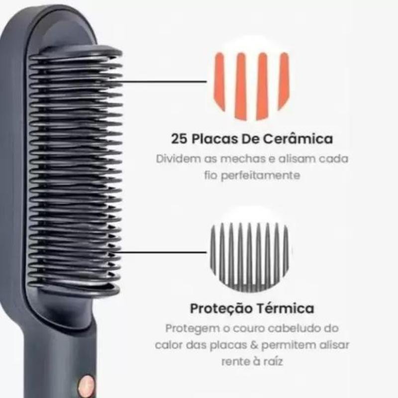 Escova Pente Secadora Profissional 3 em 1 Seca Modela Cabelo - 10