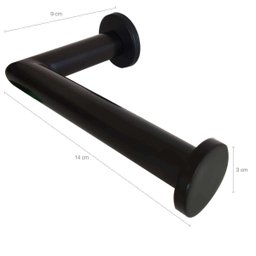 Papeleira Suporte Porta Papel Higiênico Aço Inox Preto Banheiro Lavabo Hortência - 3