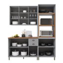 Ver imagem 3 de Armário de Cozinha Modulada Compacta Fidelitá Nara 100% MDF 3 Peças 190cm 10 Portas 2 Gavetas com