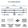 Kit Varão para Cortinas 2,50mtsduplo 19/28mm Prata - 3