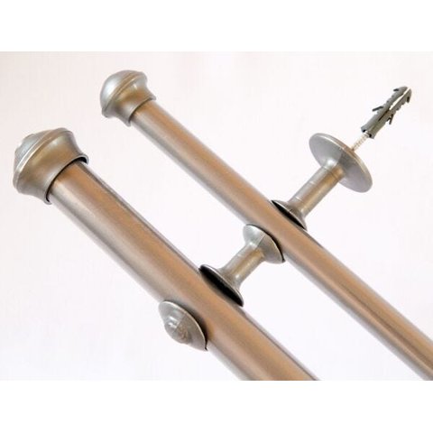 Kit Varão para Cortinas 2,50mtsduplo 19/28mm Prata
