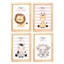 Ver imagem 1 de Kit 4 Quadros Decorativos Moldura e Vidro - Safari Menina