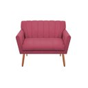 Ver imagem 1 de Namoradeira Decorativa Cecília Suede Rosa 2 Lugares Pés Madeira Mz Decor