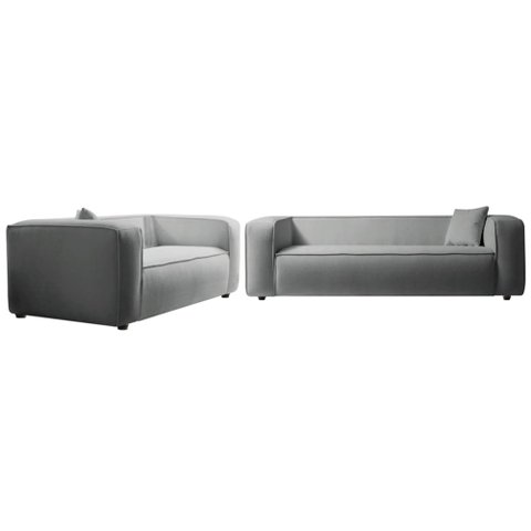 Kit Sofá 3 Lugares 180cm e Poltrona Decorativa Escritório Orgânico Cecília Bouclé Cinza