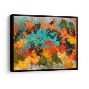 Quadro Decorativo Abstrato Corado 100x76 Cm | Com Moldura Preta