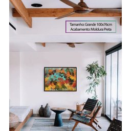 Quadro Decorativo Abstrato Corado 100x76 Cm | Com Moldura Preta - 4