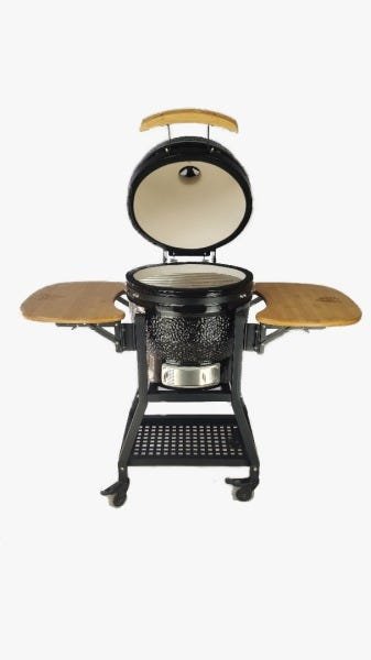 Churrasqueira Kamado Big Bob Egg Cerâmica Carvão Grill 18 Preta + Suporte para Churrasqueira com Roda - 3