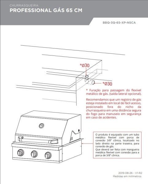 Churrasqueira Profissional À Gás Elettromec 3 Queimadores Inox 65cm - Bbq-3q-65-Xp-Nsca - 4