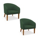 Ver imagem 2 de Poltrona Sala Decorativa Kit 2 Stella Pé Madeira Trapézio Castanho Veludo D03 - D’Rossi