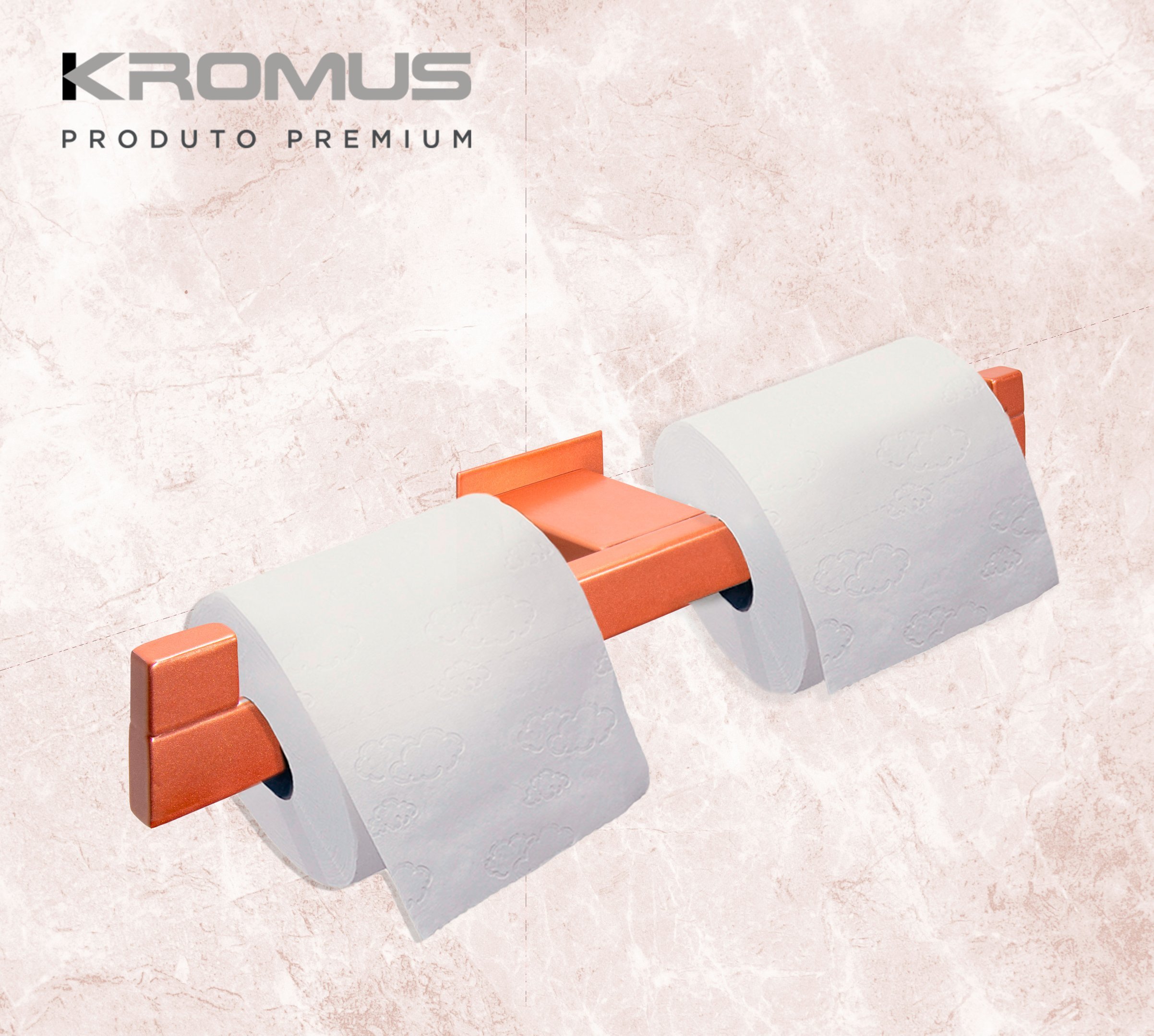 Papeleira Dupla Inox Rose Gold - Kromus RT0313R - 5