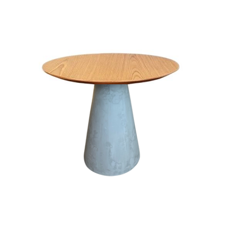 Mesa Lateral Cone Cimento Rústico Tampo Freijó 41 cm - Cinza claro